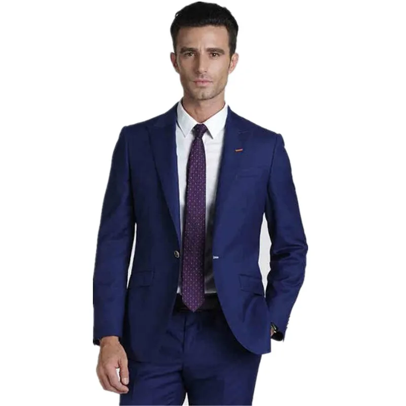 

New Men's Suits Custom Made stylish Blue Wedding suits tuxedos good quality Groom best man prom dress Suits(jacket+pants)