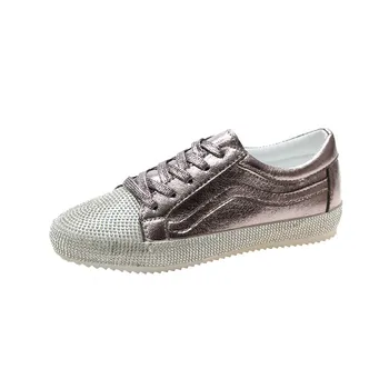 

2020 early spring new style hong kong feng shui diamond full diamond flat bottom lace up wild fashion casual flat shoes women