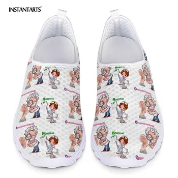 

INSTANTARTS Hospital Nurse Flats Shoes Women Breathable Slip Ons Summer Sneakers Beach Non-Slip Water Shoes for Ladies Grils