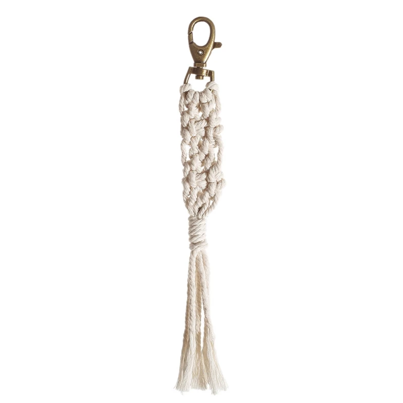 

1-Mini Macrame Keychains Boho Bag Charms With Tassels Handcrafted Accessories For Car Key Purse Wallet Decorations Gift