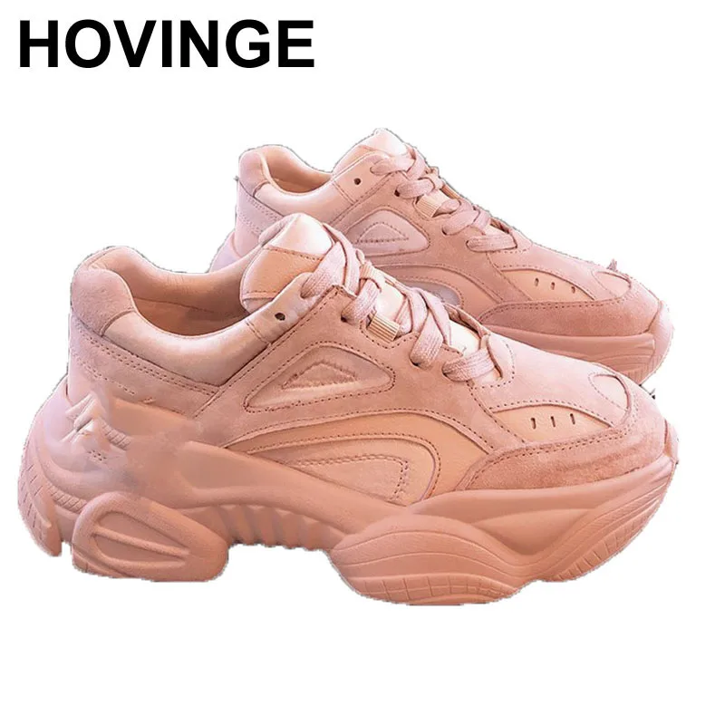 HOVINGE/Новые весенние кроссовки на толстой подошве; женская замшевая обувь на платформе; обувь для папы в стиле Харадзюку
