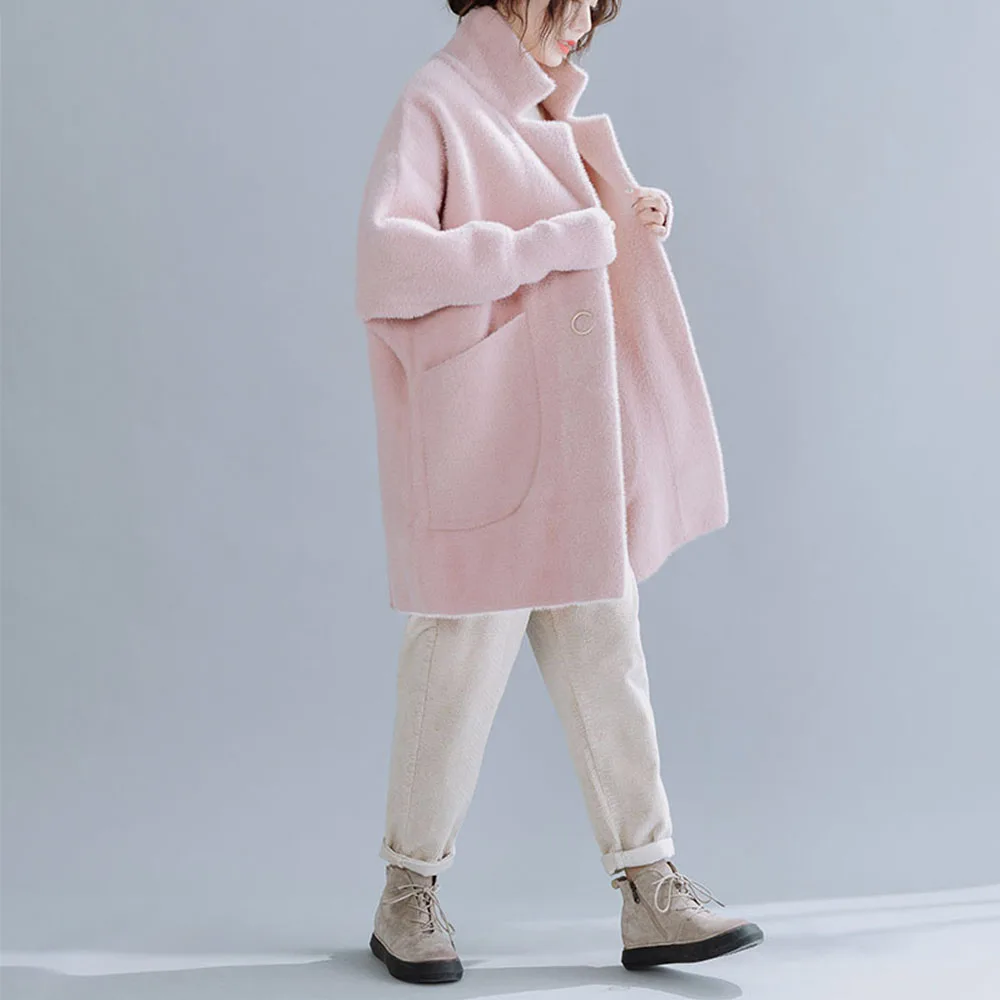 Модное пальто с длинным рукавом осень зима розовый светильник зеленого размера плюс вельветовое длинное пальто женское пальто одежда