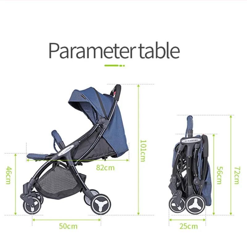 5.8 kg Baby Stroller Portable Umbrella Trolley Folding Baby Carriage 2 in 1 Lightweight Travelling Pram Plane