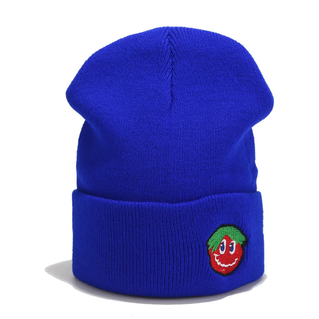 Knitted Elastic Hats Women Men New Winter Keep Warm Solid Casual Ski Hat Embroidery Sport Hat Novelty Dropshipping Gorras - Цвет: Dark Blue