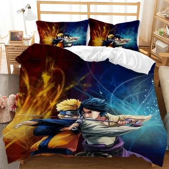 

Custom Japan Anime Bedding 2/3 Piece Naruto Duvet Cover Queen King Size Quilt Cover Kids Gift Bed Linen Set with Pillowcase