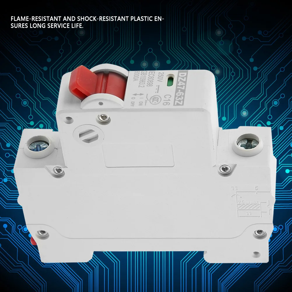 DZ47-63Z-1P 16A DC Миниатюрный автоматический выключатель защита от утечки воздушный выключатель автоматические выключатели пластиковый металлический автоматический выключатель
