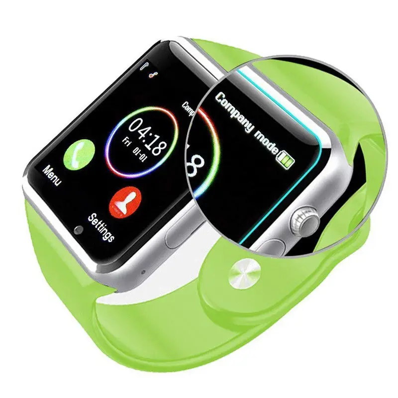 Новые модные часы Bluetooth Смарт наручные часы A1 GSM телефон для Android samsung iPhone Мужские Женские часы подарки для друзей - Цвет: Зеленый