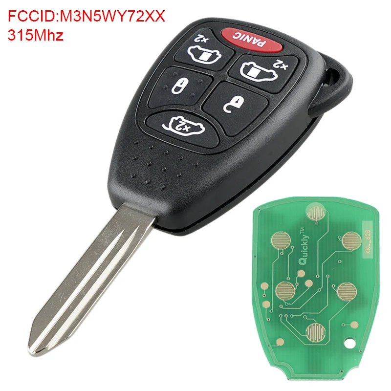 315MHz 6 Buttons Remote Car Key Uncut Ignition Transponder Keyless Entry Transmitter Fob Combo M3N5WY72XX Auto Key for Dodge New