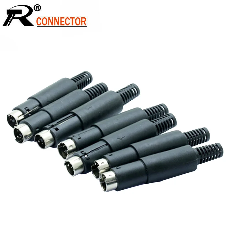 10 pcs Plastic Handle 3 Pin DIN Plug Female socket Connector Cables Soldering 