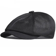 HT3596 Flat Mesh Cap Hat Men Women Berets 2021 New Fashion Beret Cap Male Female Retro Beret Hat Vintage Octagonal Newsboy Cap
