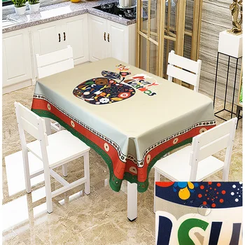 

Christmas Fabric Tablecloth Creative Printing Table Cloth Waterproof Cloth Xmas Wedding Party Table Decoration