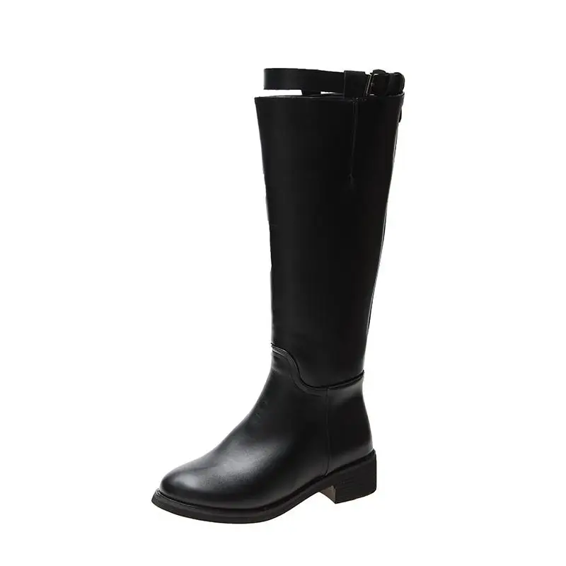 Размеры 35-39, зимние женские ботфорты из искусственной кожи, пикантная женская обувь высокие сапоги, Bota Feminina zapatos de mujer,#66 - Цвет: Black