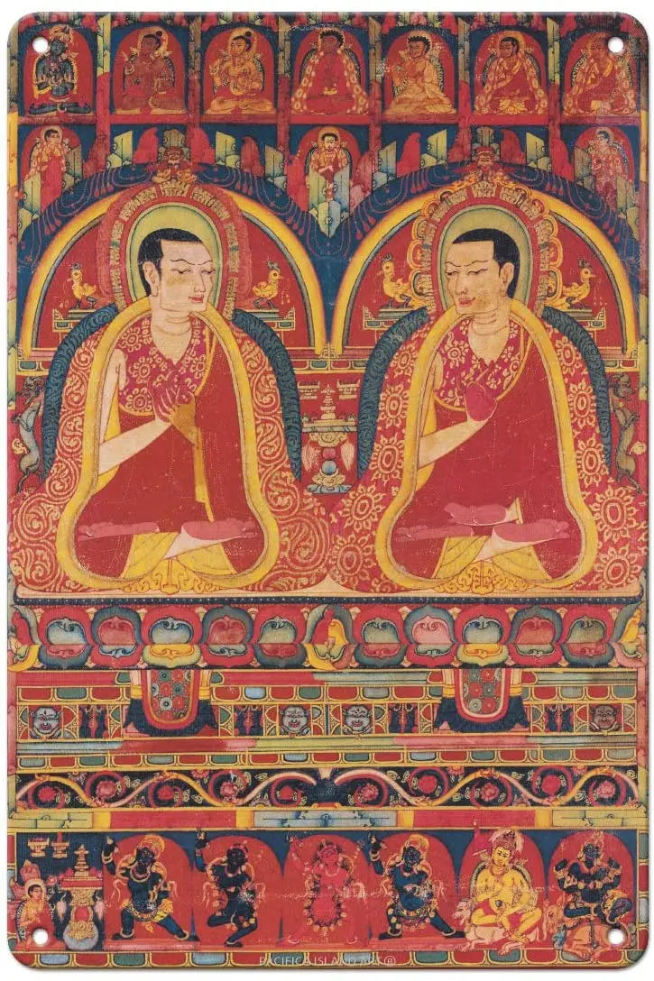 Художественные Abbotts of Taklung - Kagyu Lineage Masters-винтажная Тибетский тангка буддийская