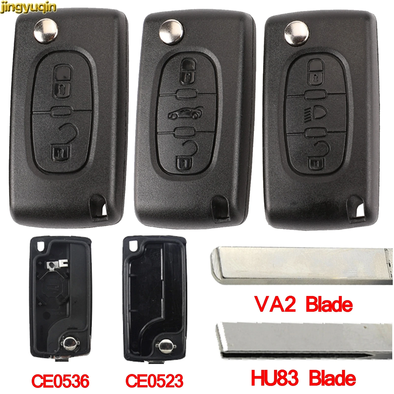 Jingyuqin 10 шт. корпус для автомобильного ключа HU83 CE0536/523 peugeot 107 207 407 308 408 партнер Citroen C3