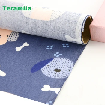 

Teramila Dark Blue Cotton Fabric Meter Telas Cute Dog Design Quliting Fabric Sewing Patchwork Cloth DIY Needlework Craft Tissu