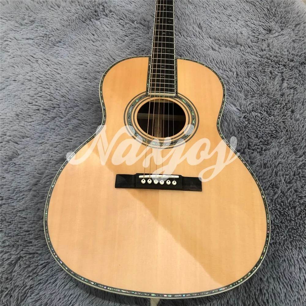 Solid spruce 39 дюймов ooo стиль Акустическая гитара, на заказ настоящий Abalone Ebony электрогитара ra acustica