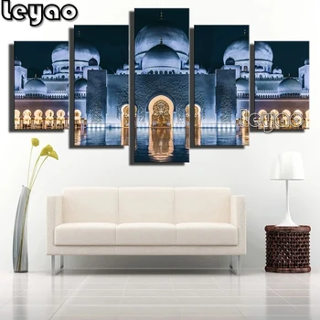 

Multi Panel Needlework DIY Diamond Painting Cross Stitch 5D Diamond Embroidery Full Diamond Mosaic Crafts Mosque 5 Piece