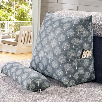 

SunnyRain Cotton Linen Triangular Backrest Cushion For Sofa Cushions For Bed Rest Pillow Back Support Large Size