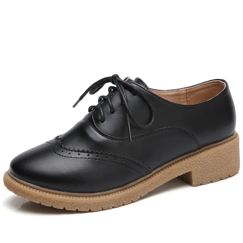 Женские Кожаные Туфли-оксфорды Brogues черные модные туфли для женщин сезон 2021 |