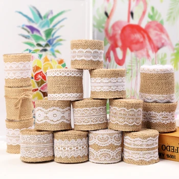 

5CM*2M Jute Hessian Burlap Linen Rolls Lace Ribbon for Home Decor Christmas Wedding Party Decorations Supplies