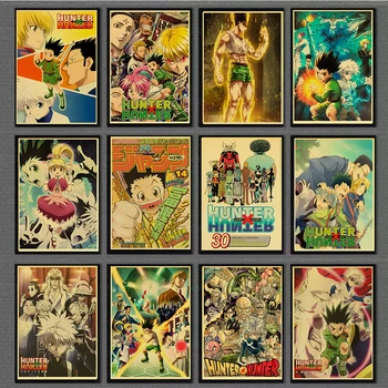 

Vintage Anime Hunter X Hunter Retro Posters and Prints Popular Kraft Paper Wall Decor Bedroom Living Room Children Art Painting