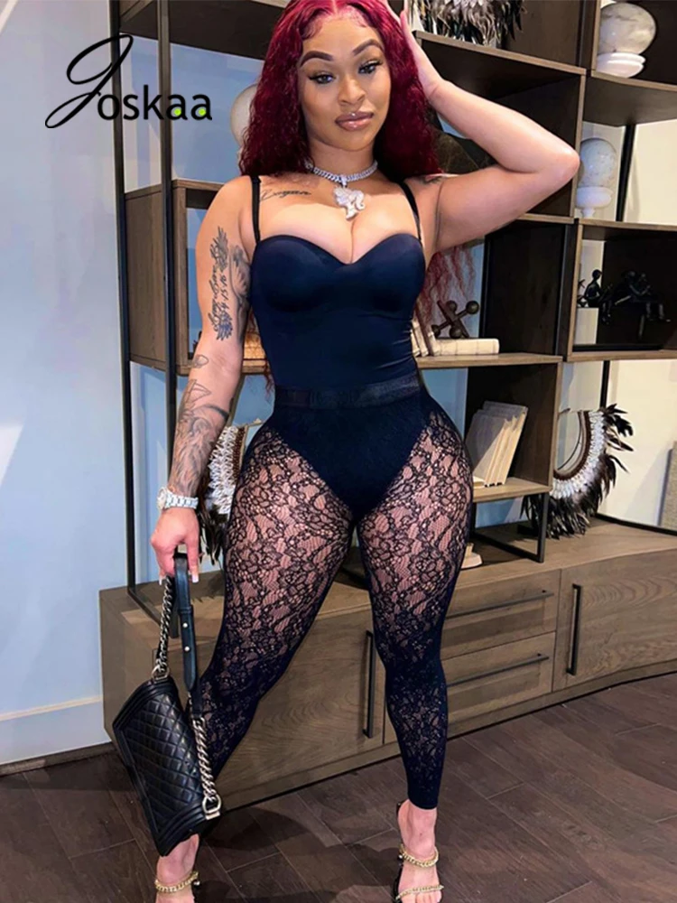 Black Suspenders Sleeveless Bodysuit 