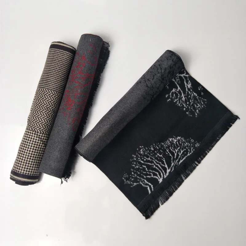 mens grey scarf New Winter Scarf Men Designer Cotton Scarf Male Brand Shawl Wrap Knit Cashmere Bufandas Long Tassel Scarf Men M002 mens cotton scarf