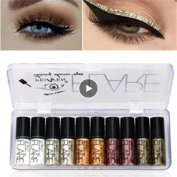 

10PCS Makeup Set Eyeshadow Liquid Eyeliner Glitter Metallic Shiny Portable Silky Makeup Wholesale Pearl Docile Waterproof TSLM2