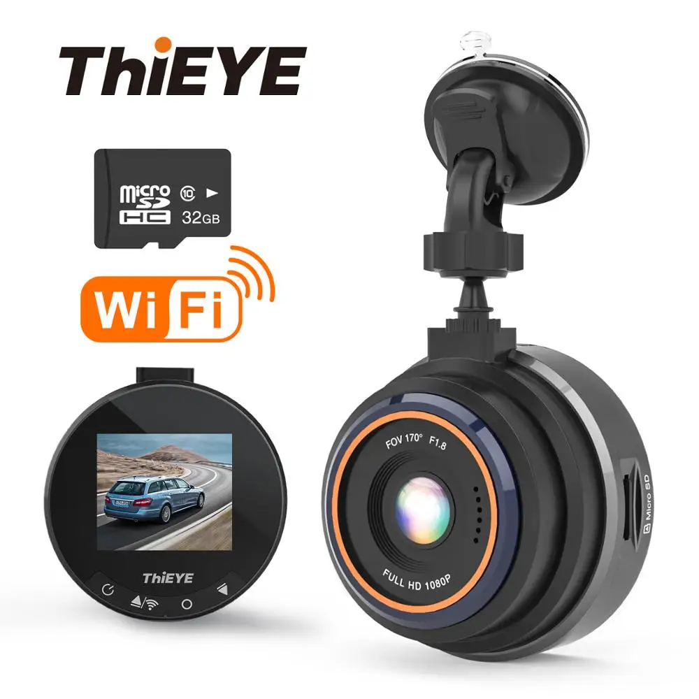 Видеорегистратор ThiEYE Safeel Zero + WiFi HD 1080P 170 широкоугольный с G датчиком режим