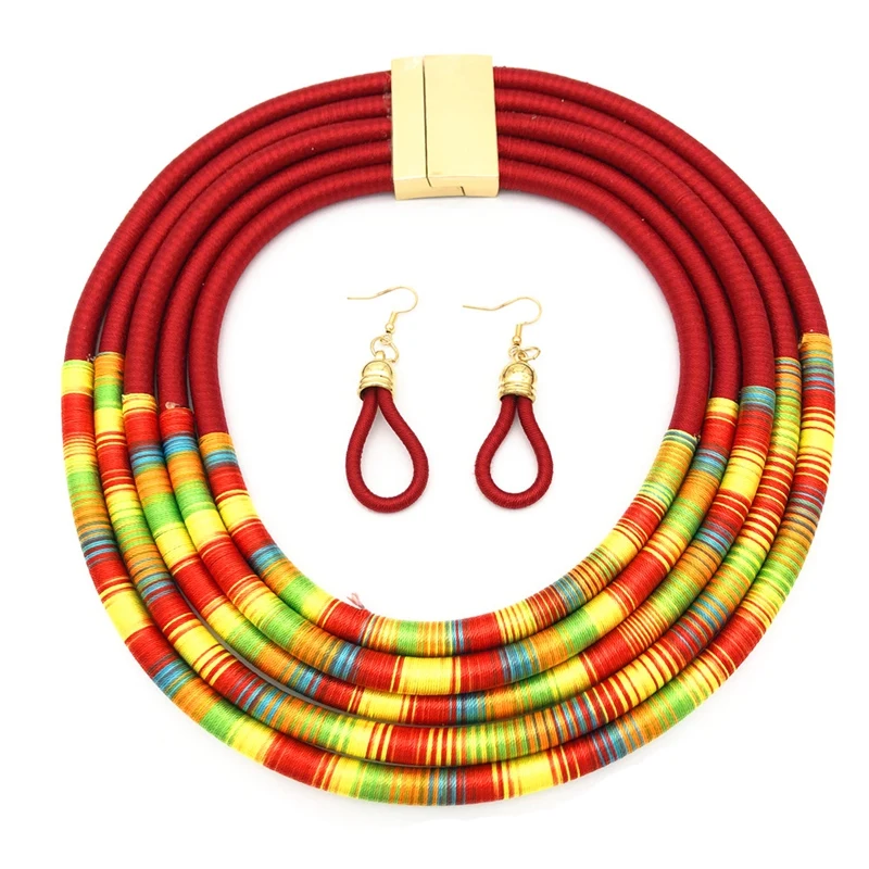

Ankara Fabric Necklaces Multi-Layered Handmade Jewelry Necklaces African Bib Statement Necklaces Tribal Jewelry