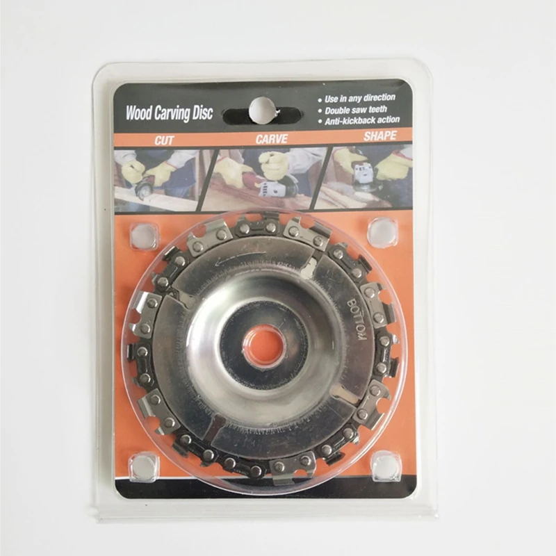 

1 Pcs Woodworking Wood Carving Disc Chain Grinder Chain Saws Disc Chain Plate Tool for 100MM Angle Grinding 4 inch