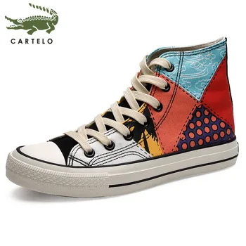 

CARTELO men's shoes wild European style red canvas shoes men's fashion comfortable casual shoes men