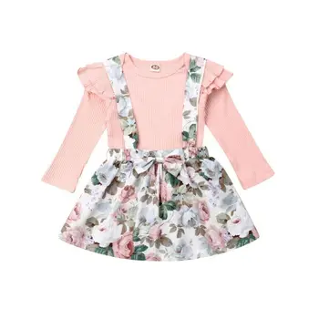 

US STOCK Toddler Kid Baby Girl Summer Top T-shirt+Skirt Dress Outfit Set Clothes 2pcs Set