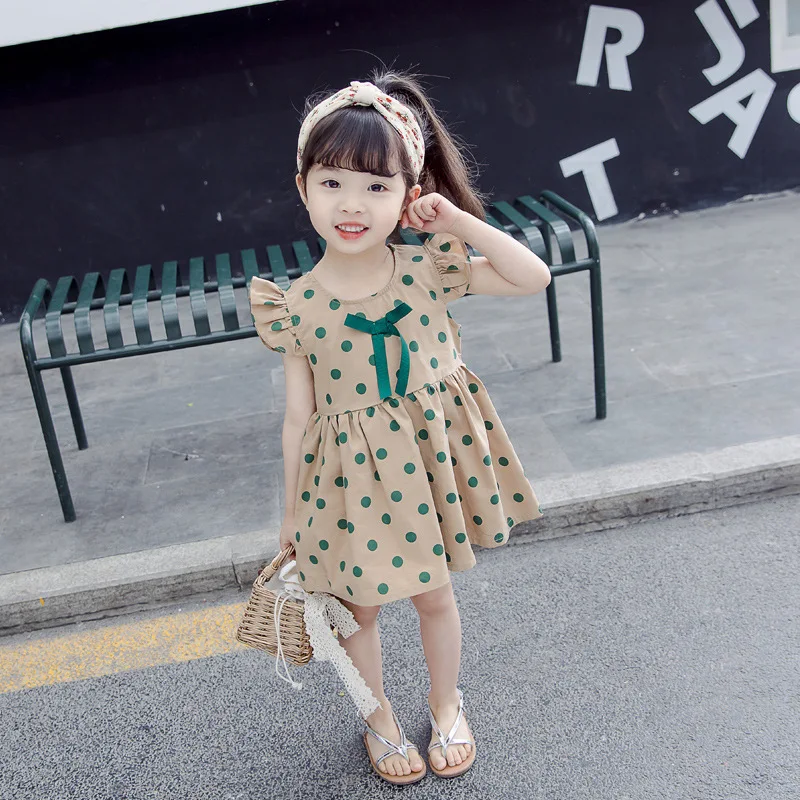 

Summer Baby Girls Casual Cute Polka Dot Pattern Flare Sleeve Dress Kids Toddler Pageant Sundress Dropshipping