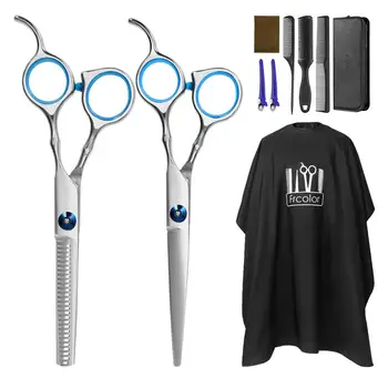 

Frcolor 10PCS Haircut Tools Comb Clip Scissors Hairdressing Households Barber Pouch Comb