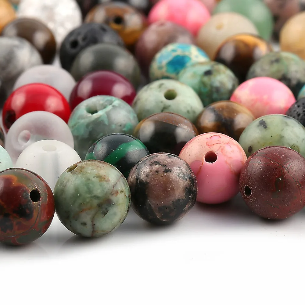 

100 Pieces Mix Natural Stone Beads Agates Amazonite Unakite Stone 6 8mm Loose Beads for Jewelry Making Necklace DIY Bracelet