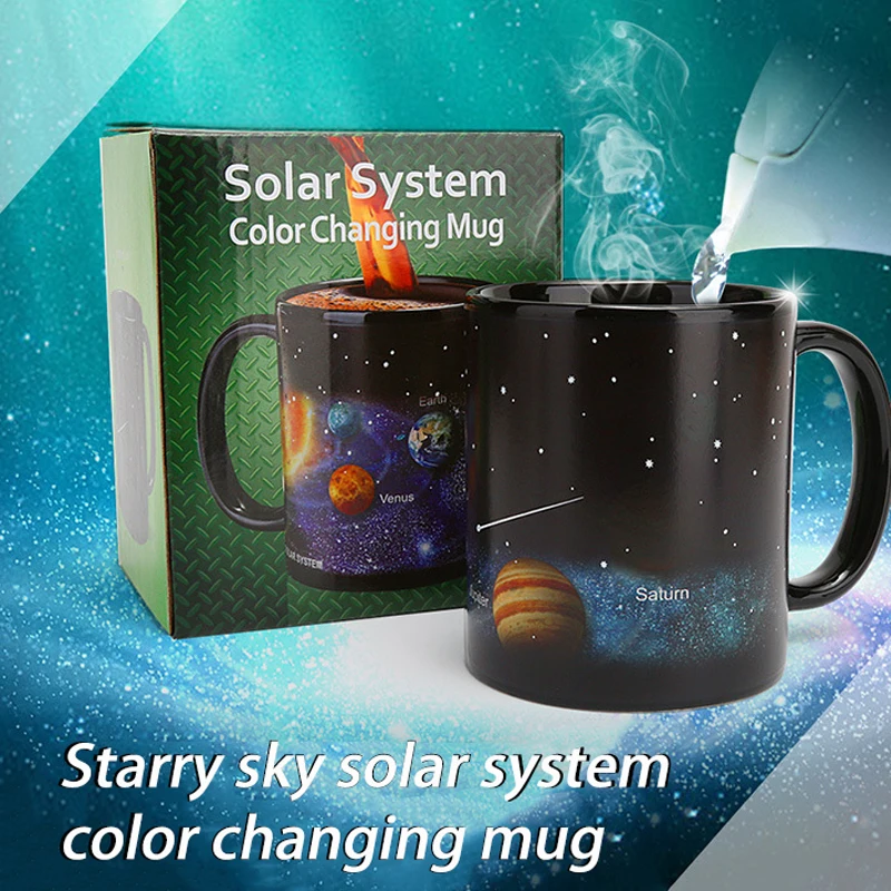 

Creative Ceramic Mug Color Changing Mug Heat Revealing Coffee Cup Friends Gift Student Breakfast Cup Star Solar System Mug