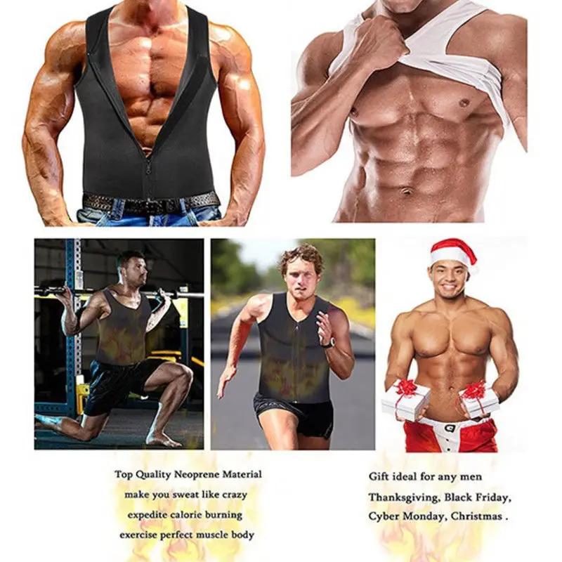 Men Sweat Sauna Body Shaper Vest Waist Trainer Slimming Tank Top Shapewear