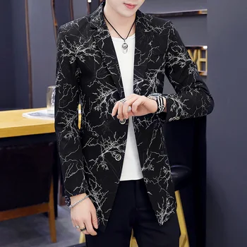 

Medium Length Suit Men Slim Fit Leisure Teenagers Handsome Student Coat Long Money Small Suit