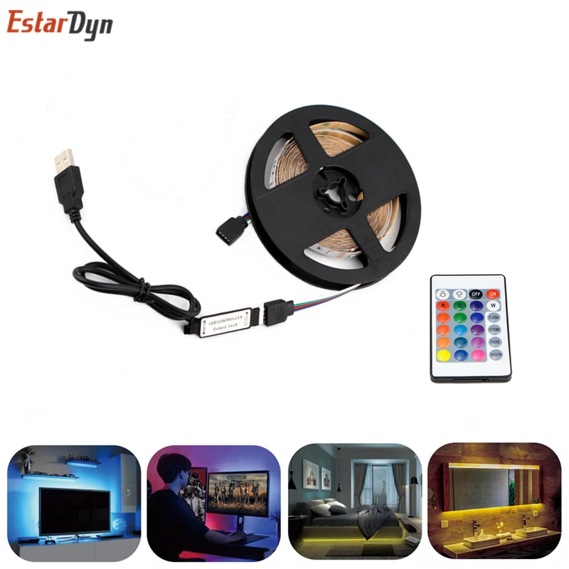 USB Светодиодные ленты лампы 2835SMD DC5V 12В Гибкие СИД светильник лента 1 м 2 3 4 5 HD ТВ