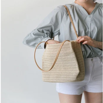 

YXZ 2020 Summer Casual Straw bag Women's Small Fresh Large Shoulder bags Ins All-match Shopper bags Ladies Handbag Weave Totes