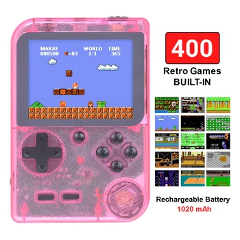 

Retro Handheld Game Console Portable 8 Bit 400 in 1 Classic Games FC NES 3" Monitor Big Screen Christmas Gifts Transparent Pink
