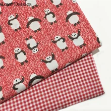 Хлопчатобумажная ткань красный мультфильм панда делать упражнения контрольная ткань для DIY детей постельные принадлежности Одежда платье покрывало, Подушка Декор