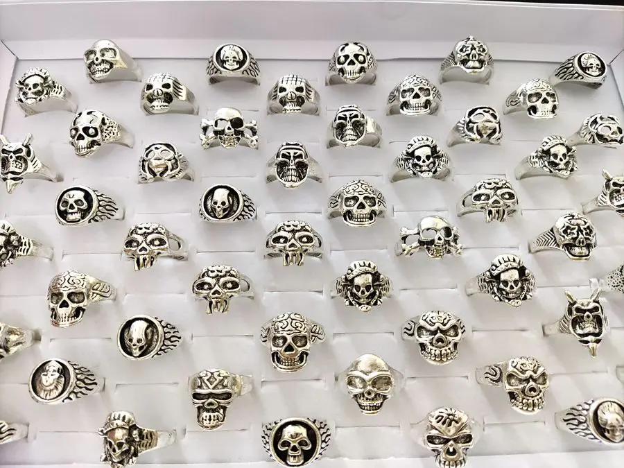 20pcs Skull Ring Punk Vintage Skeleton Rings Mens Womens Styles Mixed Gothic Hiphop Jewelry 5