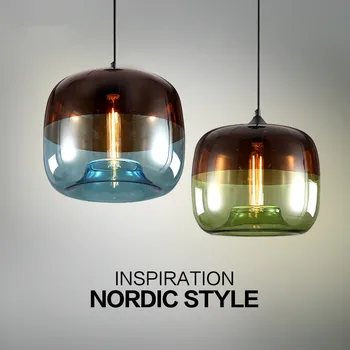 

Lukloy LED Modern Pendant Light Glass Hanging Lamp Nordic Lobby Bar Living Room Kitchen Dining Room Clothing Blue Green Glass G9