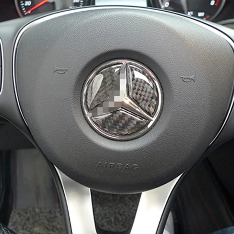 Автомобильная эмблема рулевого колеса наклейка из углеродного волокна для Mercedes