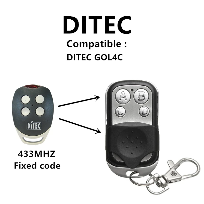 DITEC-mando a distancia GOL4C de 433mhz, Mando de garaje de código fijo, transmisor manual, abridor de puerta de garaje, 433,92 mhz