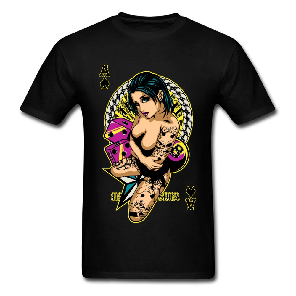 Casual T-Shirt Short Sleeve Normal 2018 Discount Man Labor Day T Shirt Normal T-Shirt Round Neck 100% Cotton Wholesale Tattooed Game Pin Up Girl V2 black