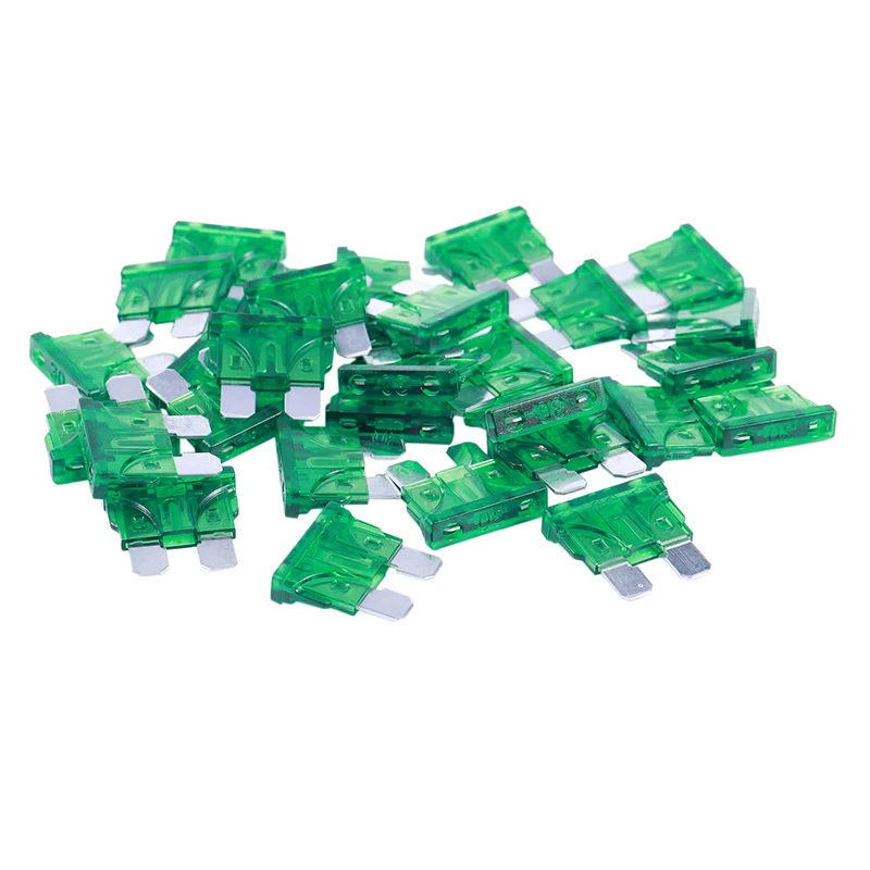Vehicle Car 30A 30Amp Green Body Two Prong Blade ATC Fuse 30pcsFuses