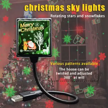 

Christmas USB Lasers Projector Two-color Star Light Rotation Christmas Tree Flash Light New Year Wall Art Living Room Car Decor